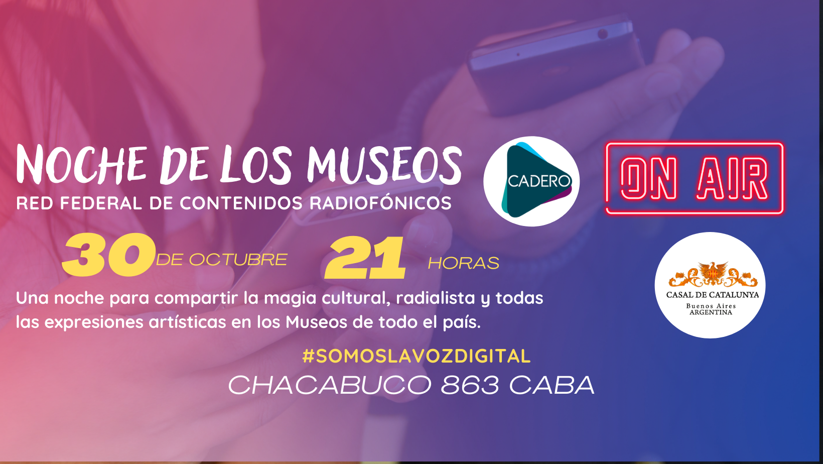 Portada para Evento en Facebook de Maratón Nocturna con Degradado, Rosa, Morado y Azul